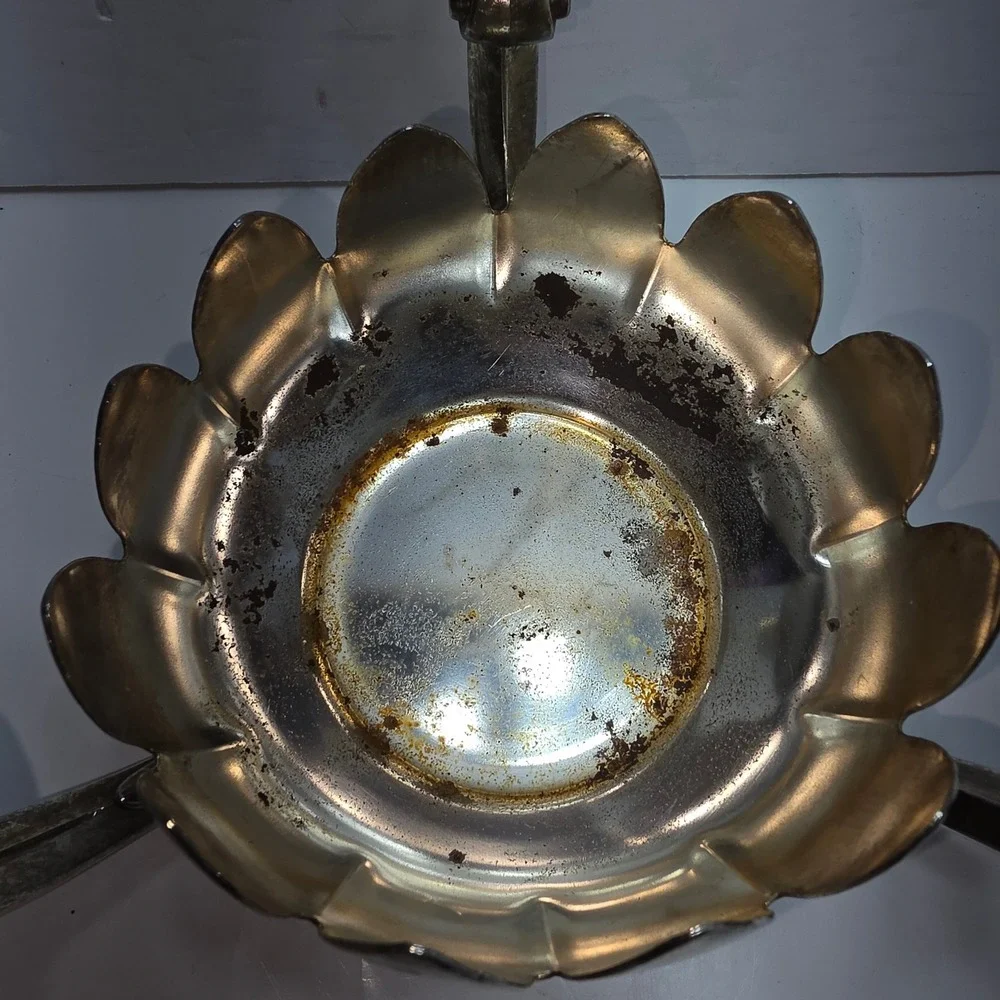 Vintage Silver Plated Lotus Flower Candelabra Centerpiece Bowl Made in Indonesia